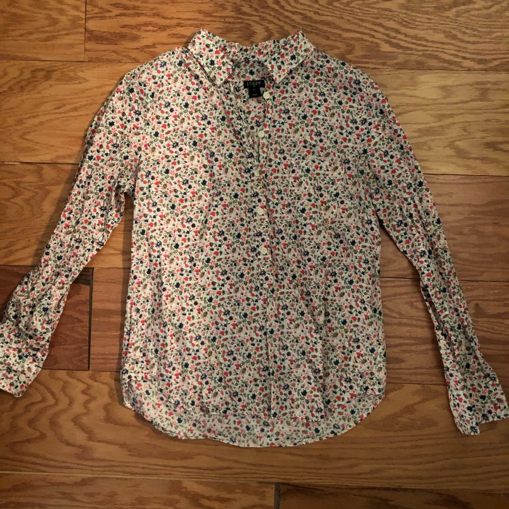 JCrew floral half button down
